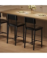 gaomon Set of 2 Pu Leather Bar Stools with Backrest, Footrest and Cushion