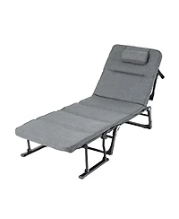 Slickblue Folding Camping Cot with Mattress 3 in 1 Convertible Single Sofa Chaise Lounge Chair Sleeper