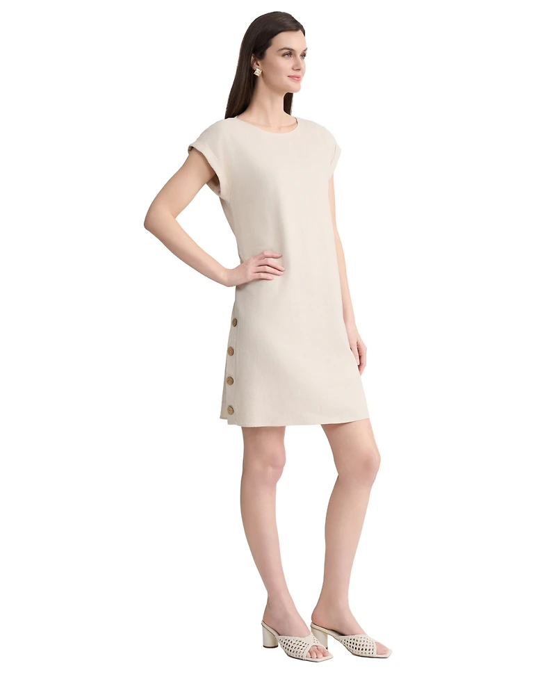 Jones New York Women's Crewneck Linen Mini Dress