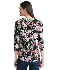 Jones New York Women's Printed V-Neck Top