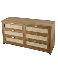 Sugift 6 Drawer Rattan Dresser, Rattan Chest with Metal Handle