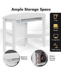 Gouun Corner Computer Desk with Keyboard Tray, 3 Storage Cupboards and Display Shelves