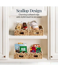 Best Choice Products Scalloped Shelf Baskets, Woven Storage Bins, 4 Pack
