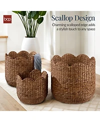 Best Choice Products Scalloped 3PC Water Hyacinth Nesting Baskets