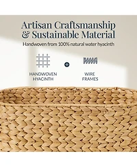 Best Choice Products 6-Pc Water Hyacinth Bathroom Storage Set, Includes Trays, Trash Bin, Toilet Paper Storage, Tissue Box Cover, Garbage Can