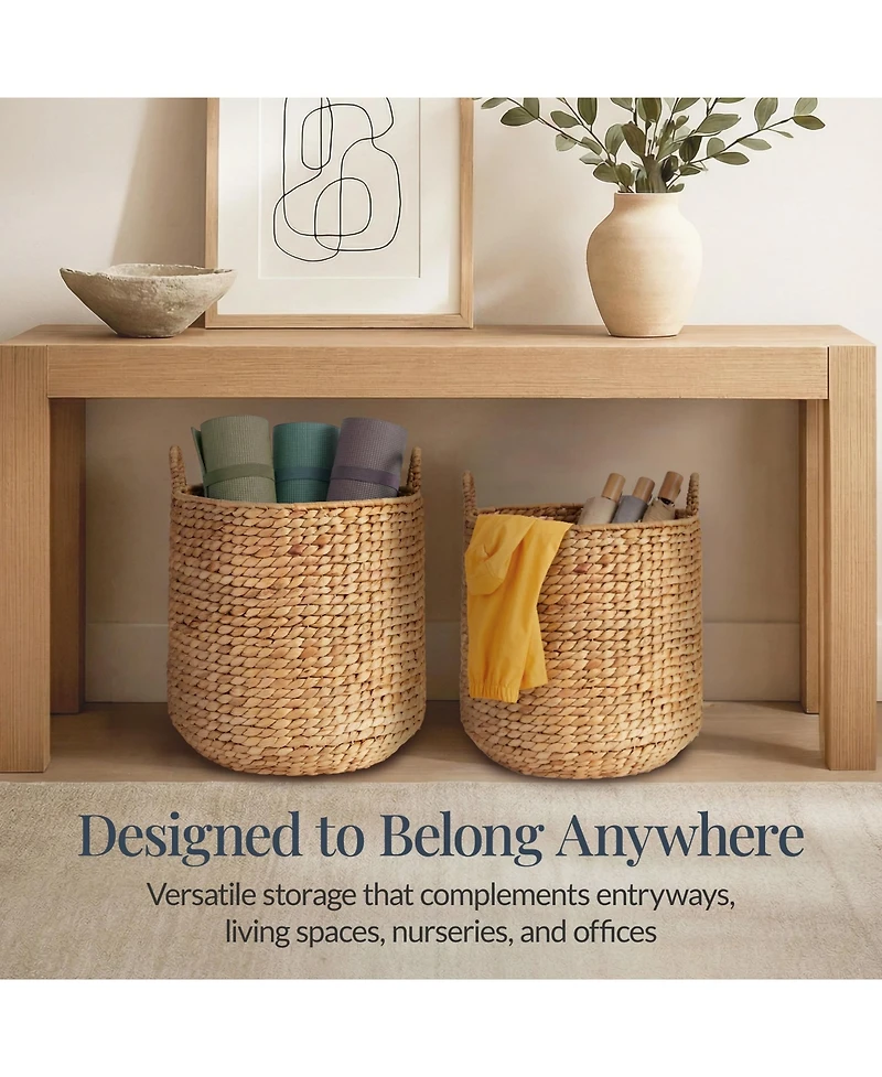 Best Choice Products 2-Piece Round Nesting Baskets Handles, Handwoven Water Hyacinth, Storage Organizer
