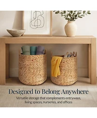 Best Choice Products 2-Piece Round Nesting Baskets Handles, Handwoven Water Hyacinth, Storage Organizer