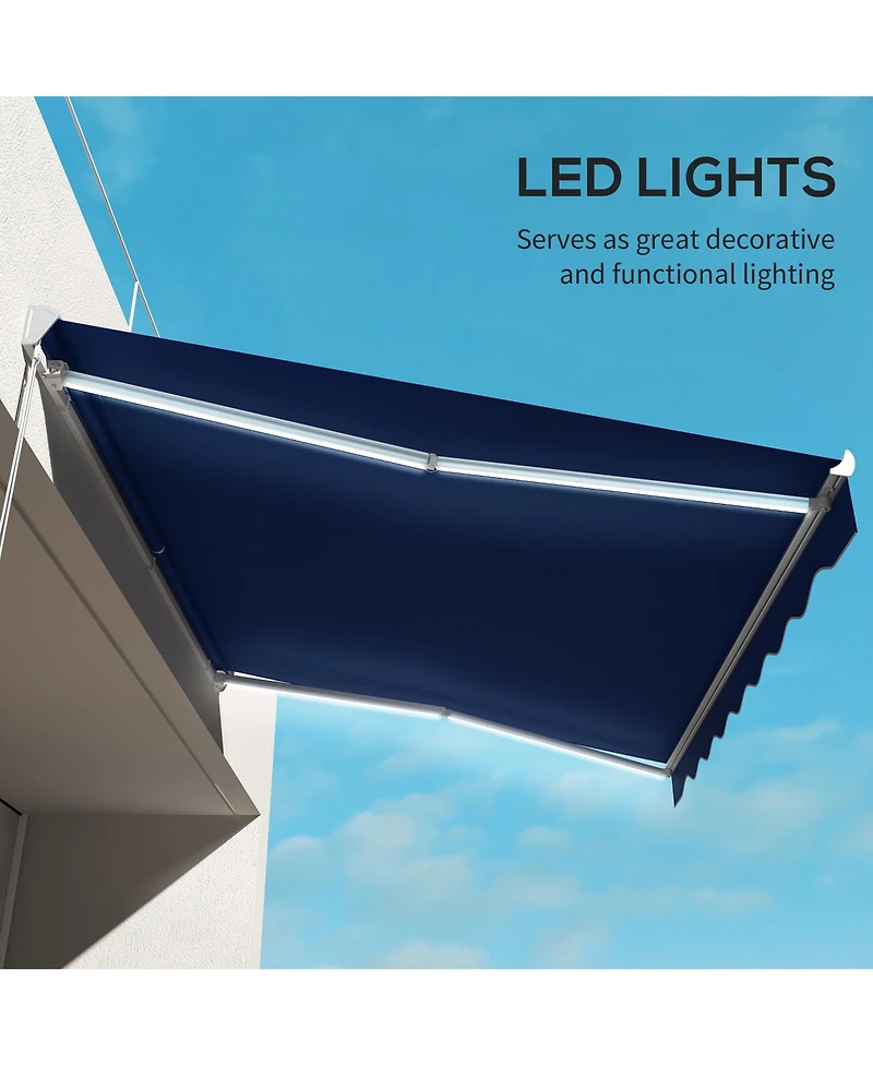 Outsunny 16.5' x 10' Electric Retractable Awning w/ Led Lights, Blue