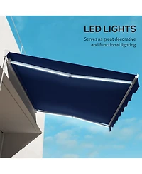 Outsunny 16.5' x 10' Electric Retractable Awning w/ Led Lights, Blue
