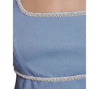 Karl Lagerfeld Paris Women's Sleeveless Square Neck Melange Stretch Dress