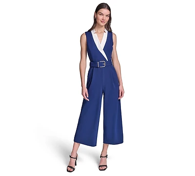 Karl Lagerfeld Paris Women's Surplice Scuba Crepe Jumpsuit