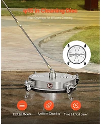 Sugift Pressure Washer Surface Cleaner, 15" Stainless Steel, 4000 Max Psi, for Concrete