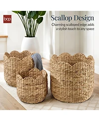 Best Choice Products Scalloped 3PC Water Hyacinth Nesting Baskets
