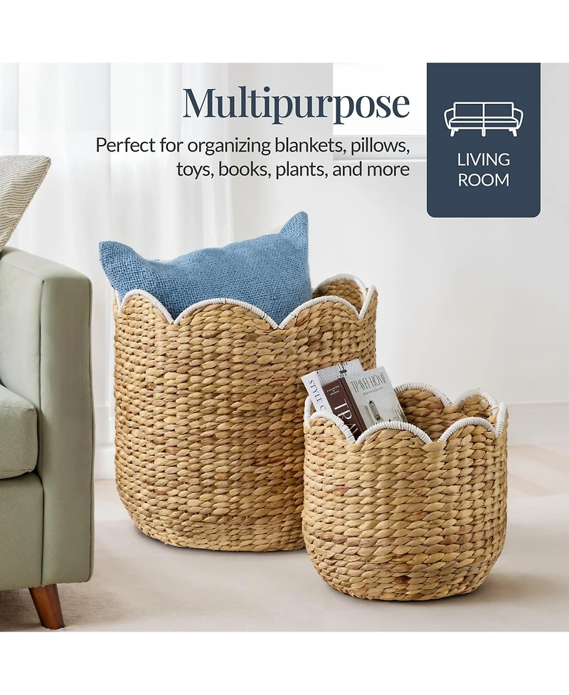 Best Choice Products Scalloped 3PC Water Hyacinth Nesting Baskets