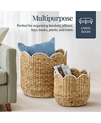 Best Choice Products Scalloped 3PC Water Hyacinth Nesting Baskets