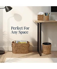 Best Choice Products 6-Pc Water Hyacinth Bathroom Storage Set, Includes Trays, Trash Bin, Toilet Paper Storage, Tissue Box Cover, Garbage Can