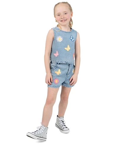Rarity Girls' 2T-6X Denim Vest Top and Matching Shorts, 2-Piece Set