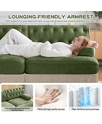 Rainsken 77" Loveseat Sofa, Velvet Upholstered 2-Seater Couch with Button Tufted Back and Floor-Length Tassel Fringe Skirt for Living Room