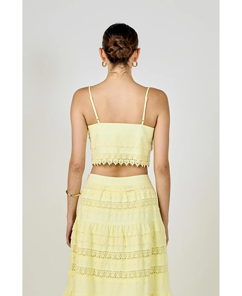 endless rose Women's Lace Trim Crop Top