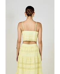 endless rose Women's Lace Trim Crop Top