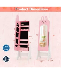 Sugift Kids Jewelry Armoire Cabinet with 2 Tilt Angles and Large Capacity