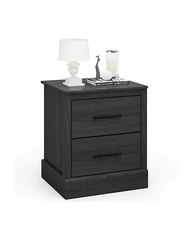 Sugift Wood Compact Floor Nightstand with Storage Drawers