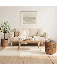 Best Choice Products 2-Piece Round Nesting Baskets Handles, Handwoven Water Hyacinth, Storage Organizer