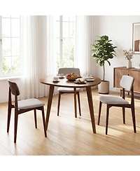 Gouun Farmhouse 35.5 in Round Dining Table in Rubber Wood for 4 People