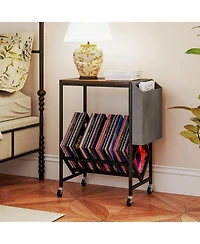 Sugift Rolling Record Player Stand with Vinyl Storage and Bag