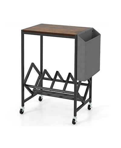 Sugift Rolling Record Player Stand with Vinyl Storage and Bag