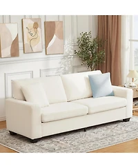 gaomon 83" Couch for Living Room, Comfy Sofa with Deep Seat, Modern Wide Armrest, Removeable Cover, Teddy Fleece 3 Seater