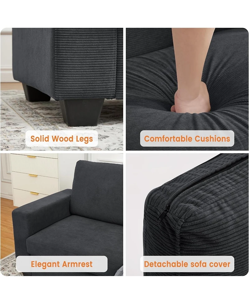 gaomon Loveseat Sofa Couch for Living Room, 83 Inch Corduroy 2 Seater Love Seat with Wide Armrest, Removable Washable Cushion Cover Small Spaces