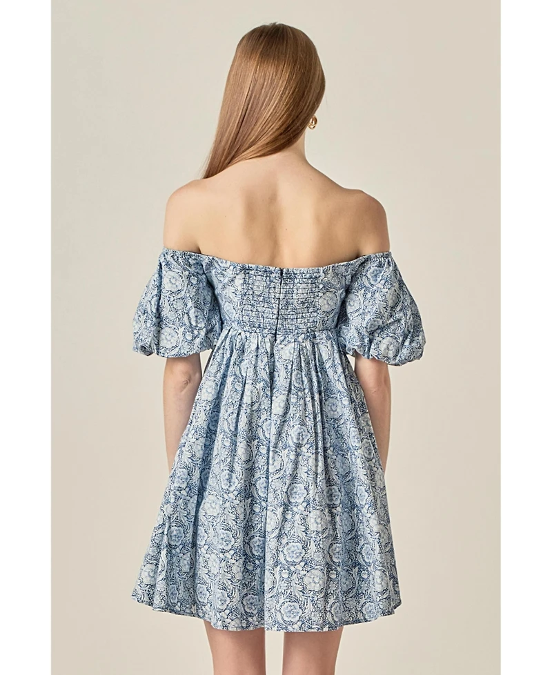 English Factory Women's Floral Off the Shoulder Mini Dress