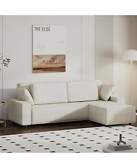 gaomon 96 Large Stripe Corduroy Sectional Sofa, L Shaped Modern Couch with Side Chaise, Comfy Sofa Deep Chaise for Living Room