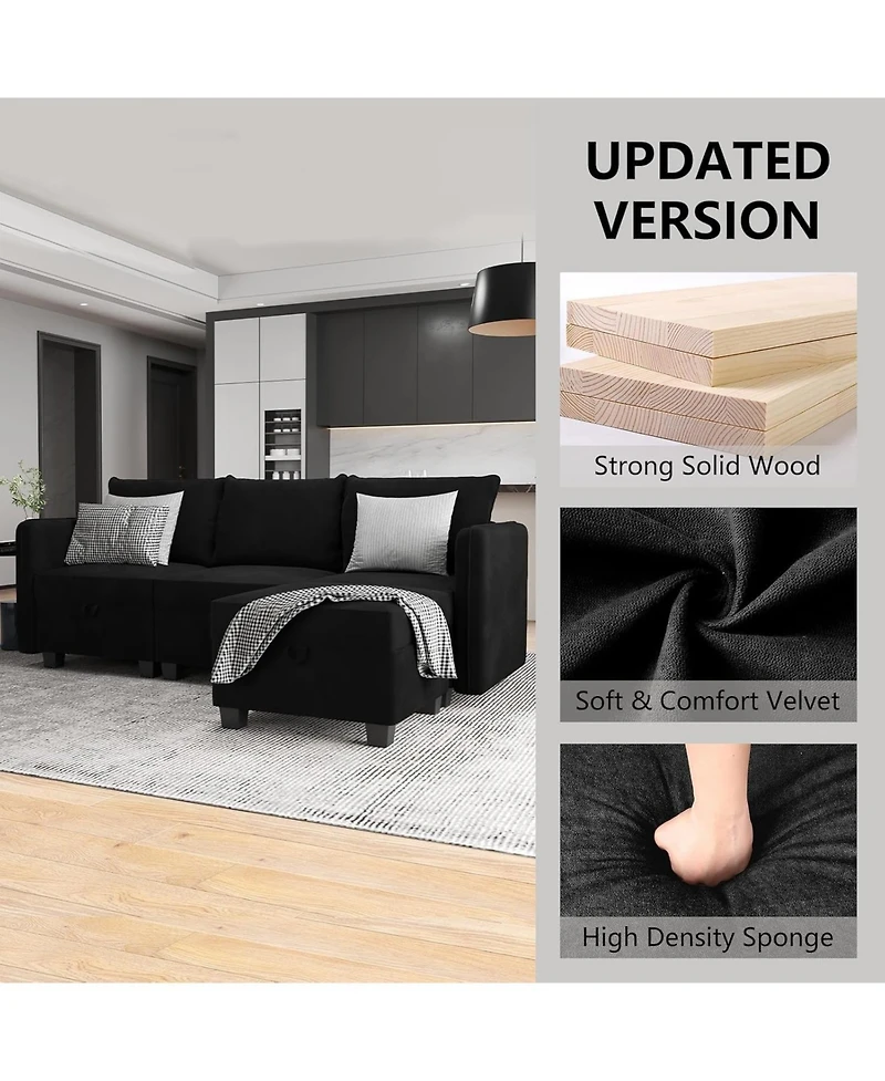 gaomon Modular Sectional Sofa with Storage, Sectional Couch with 1 Ottoman, Upholstered Sleeper Couches for Living Room, High Supportive & Soft Sponge