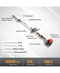 Sugift 43CC 6-in-1 Multi-Functional Trimming Tools, Gas Hedge Trimmer, Weed Eater and More