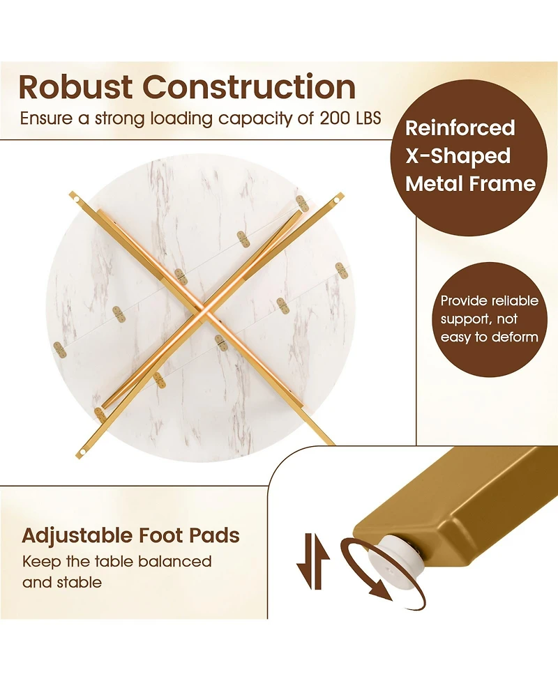 Sugift 47 in Folding Round Dining Table with Drop Leaf Extension