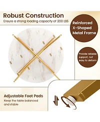 Sugift 47 in Folding Round Dining Table with Drop Leaf Extension