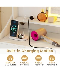 Sugift Vanity Desk Led Lighted Makeup Table with 3 Color Modes