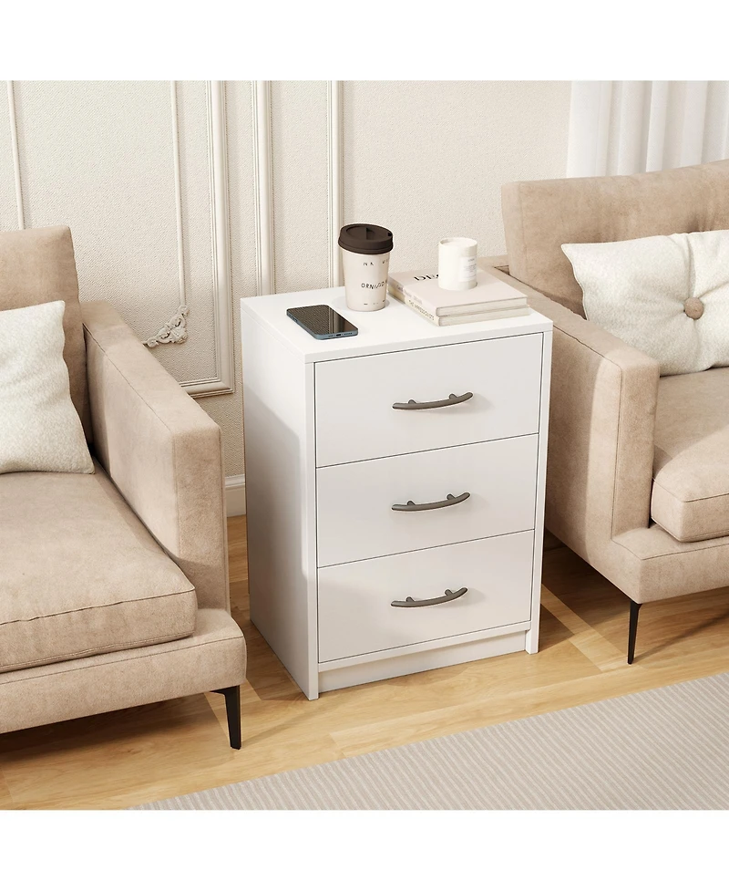 Sugift 3 Drawer Nightstand with Storage for Living Room