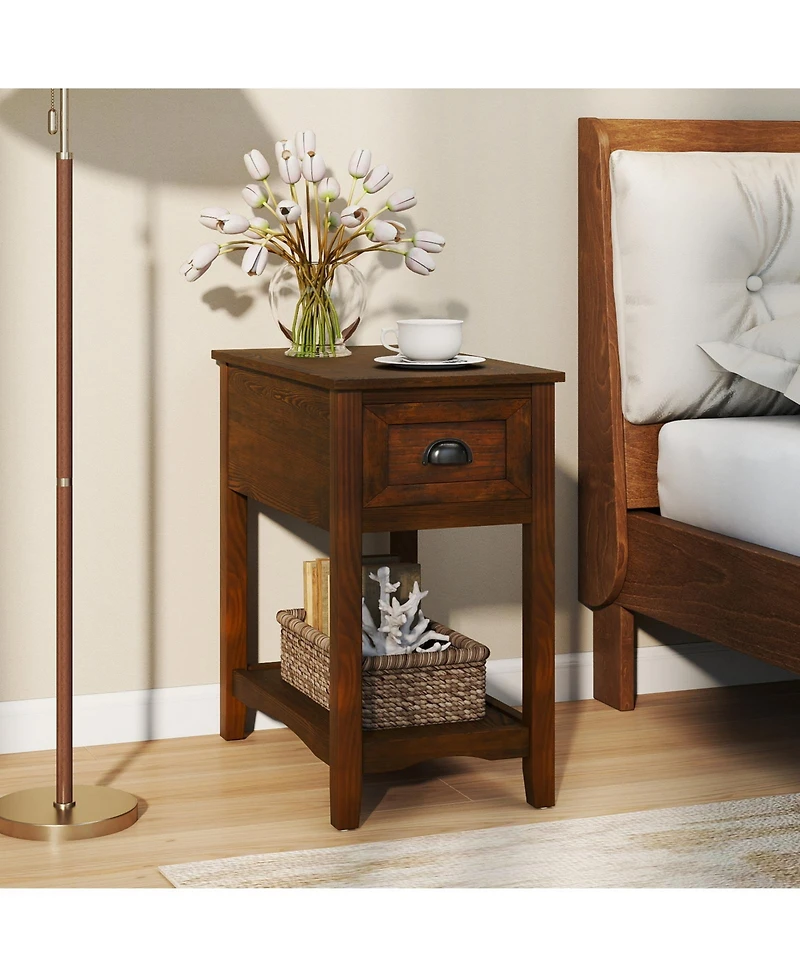 Sugift Contemporary Chair Side End Table Compact Table with Drawer Nightstand