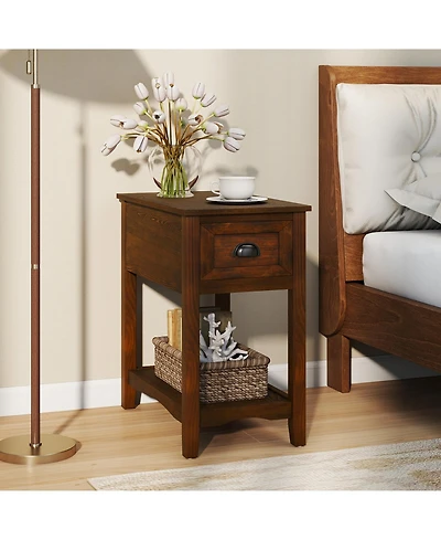 Sugift Contemporary Chair Side End Table Compact Table with Drawer Nightstand