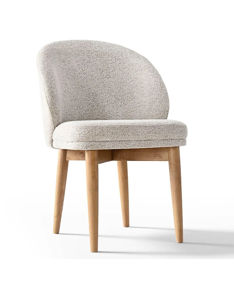 Maison Boucle Set of 2 Chenille Upholstered Dining Side Chairs with Solid Wood Legs