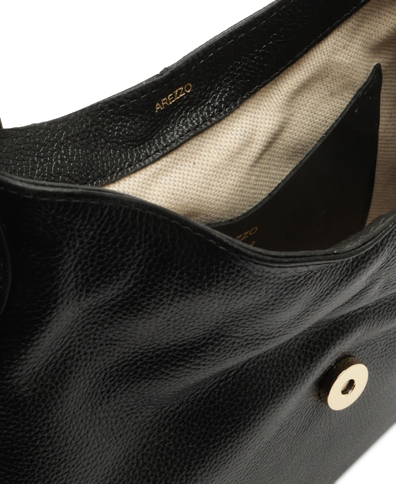 Arezzo Sabrina Small Leather Snap Button Crossbody Handbag