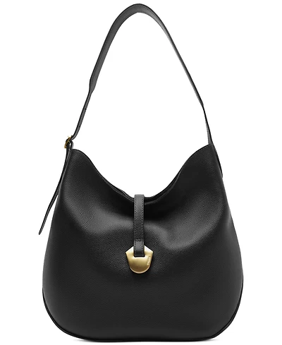 Arezzo Sabrina Large Leather Snap Button Hobo Handbag