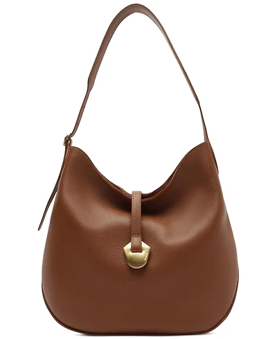Arezzo Sabrina Large Leather Snap Button Hobo Handbag