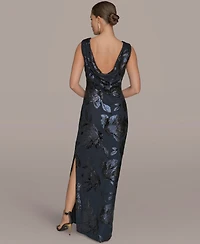 Donna Karan New York Women's Floral-Sequined Gown