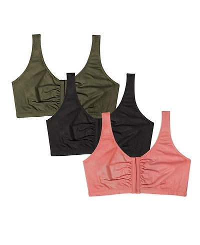 Fruit of the Loom Women's 3-Pack Beyond Soft Front Closure Cotton Bra