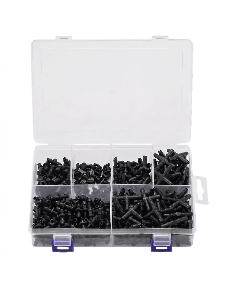 Sugift Drip Irrigation Fittings Kit, 300 Pcs, for 1/4" Tubing, for Yard and Garden