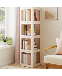 Gouun 4-Tier Foldable Rotating Bookshelf with Swivel Base, 14.5 x 14 x 56